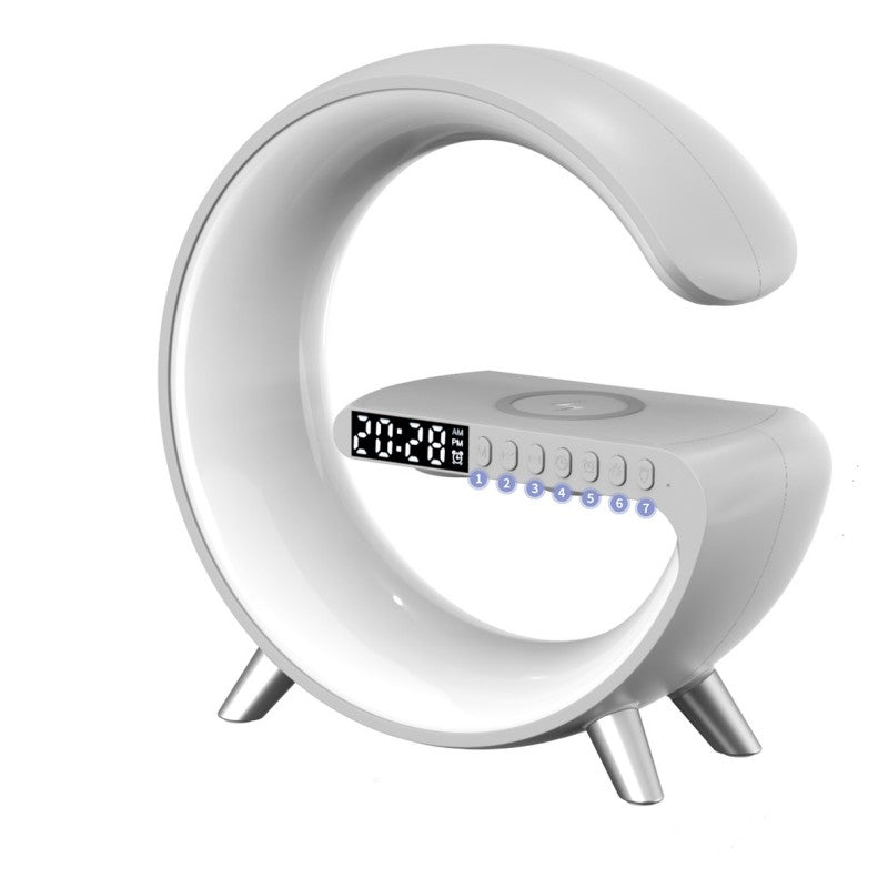 Intelligent G-Shaped LED Atmosphere Lamp: 15W Wireless Charger & Bluetooth Speaker