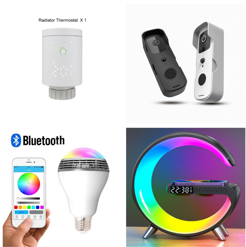 Intelligent G-Shaped LED Atmosphere Lamp: 15W Wireless Charger & Bluetooth Speaker