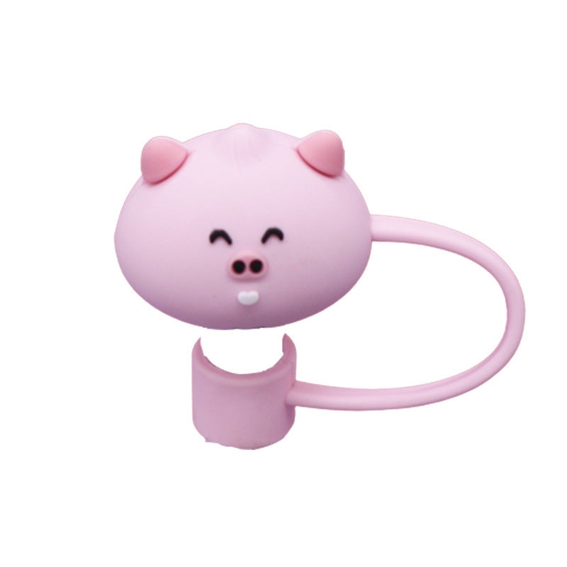 Cute Animal Series Straw Cap Creative Reusable Dustproof Anti-overflow Plug Straw