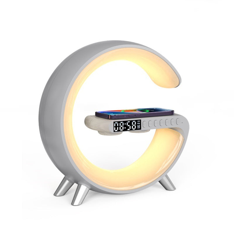 Intelligent G-Shaped LED Atmosphere Lamp: 15W Wireless Charger & Bluetooth Speaker
