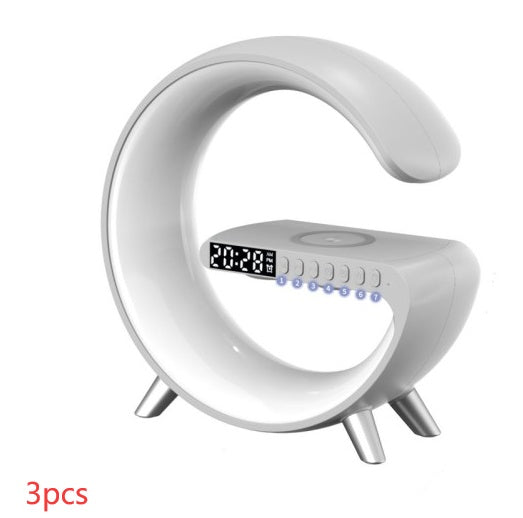 Intelligent G-Shaped LED Atmosphere Lamp: 15W Wireless Charger & Bluetooth Speaker