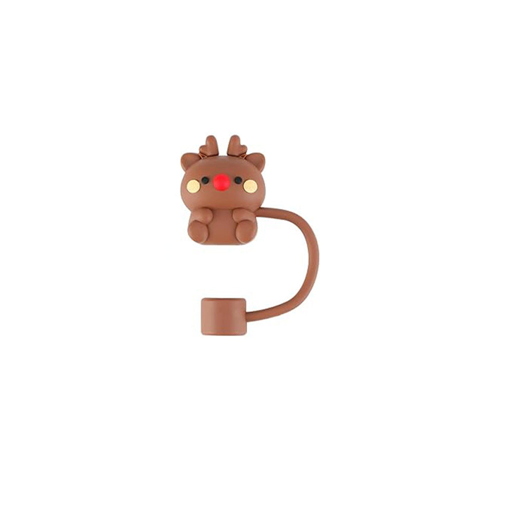 Cute Animal Series Straw Cap Creative Reusable Dustproof Anti-overflow Plug Straw