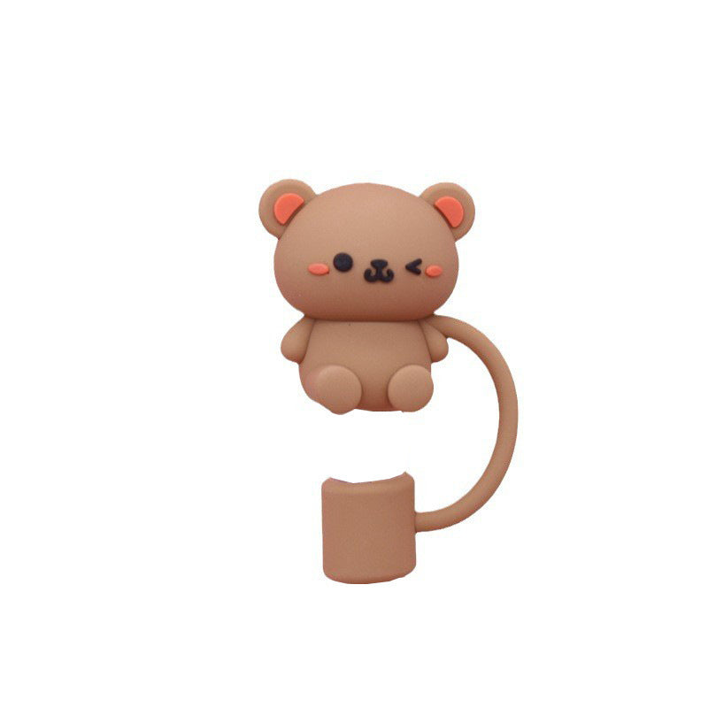 Cute Animal Series Straw Cap Creative Reusable Dustproof Anti-overflow Plug Straw