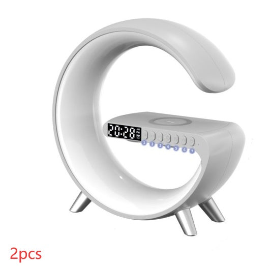 Intelligent G-Shaped LED Atmosphere Lamp: 15W Wireless Charger & Bluetooth Speaker